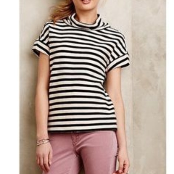 Anthropologie Tops - Black and Cream striped Anthropologie Blouse